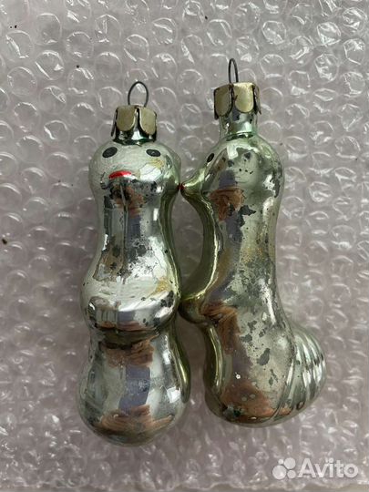 Елочные игрушки СССР стекло животные