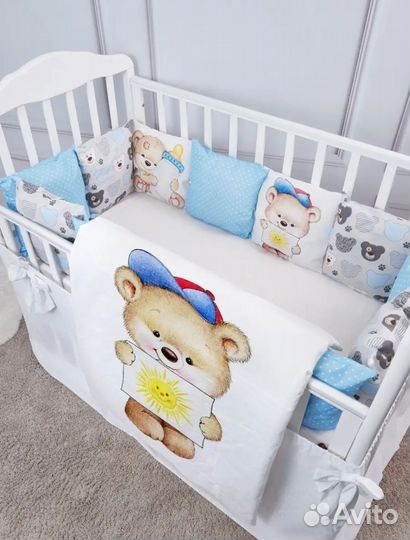 Комплект бортиков с одеялом(разные) новый