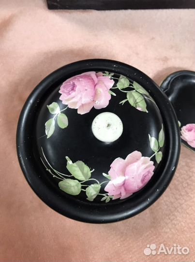 Антикварный набор. Шкатулка и тарелочка. Англия