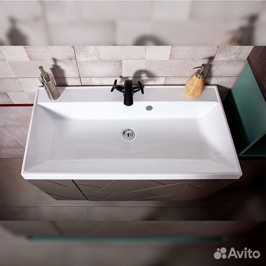 Тумба подвес Бриклаер кристалл ясень/графит 90см