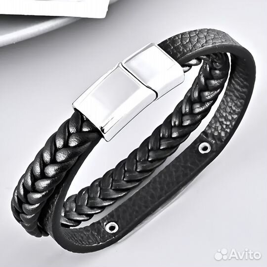 Мужской кожаный браслет для гравировки