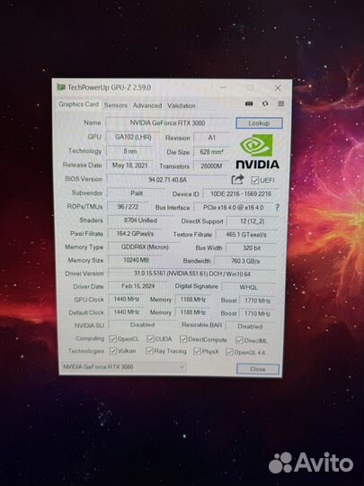 Видеокарта Rtx 3080 10 Gb Гарантия