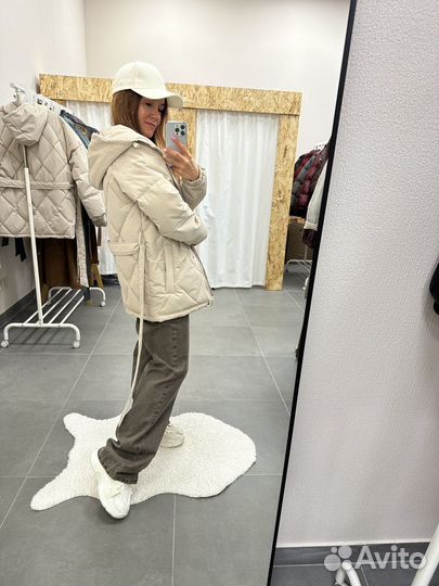 Куртка женская весенняя с поясом стеганая