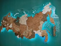 Карта России на стену из дерева