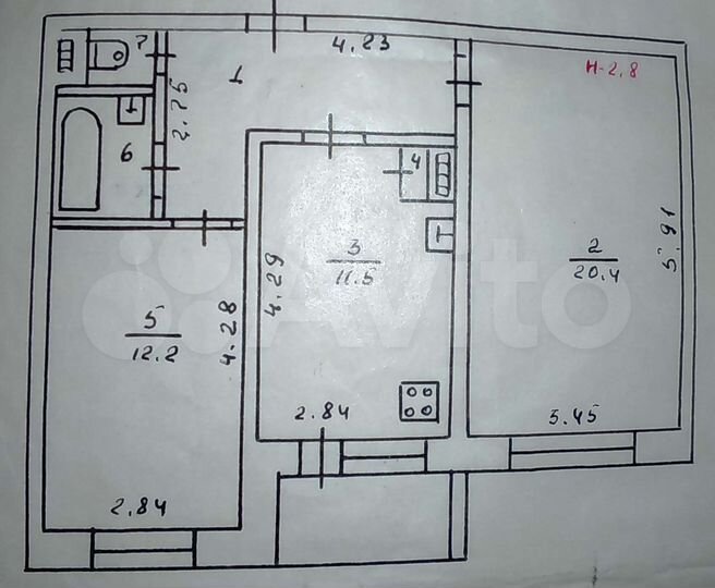 2-к. квартира, 57,7 м², 5/9 эт.