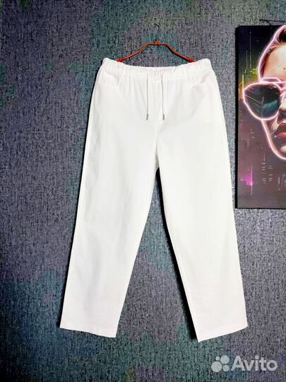 Брючки белые лето,58,60