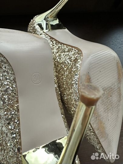 Туфли золотые блестящие 34