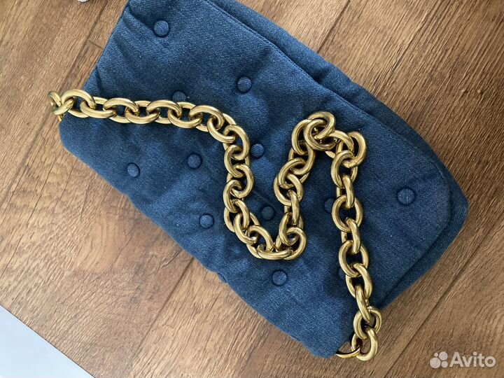 Клатч сумка джинсовая с цепочкой