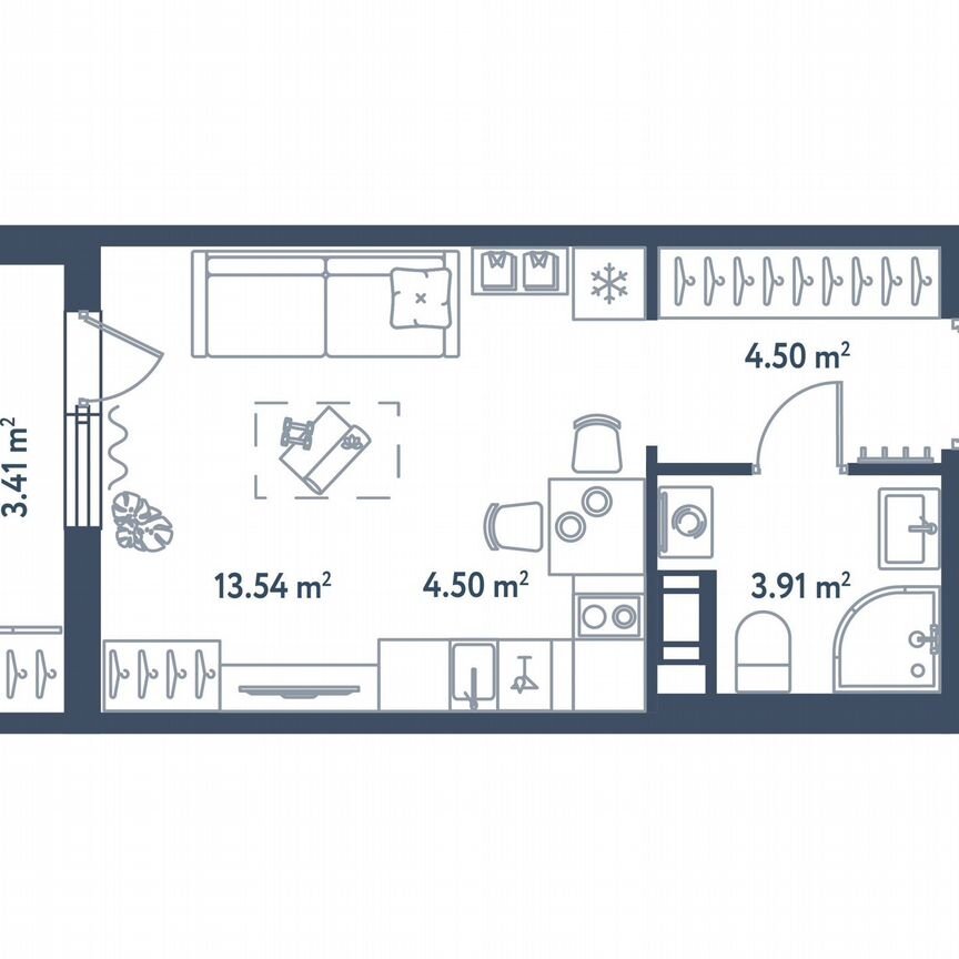 Квартира-студия, 28,2 м², 7/11 эт.