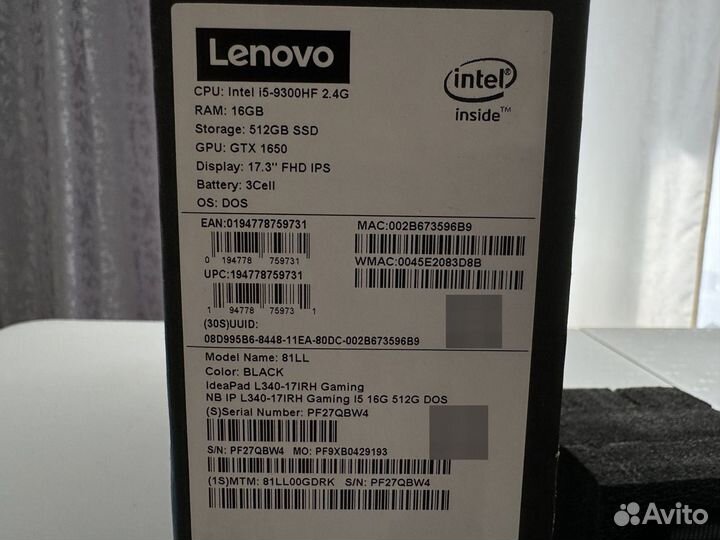 Ноутбук Lenovo 16Gb GTX 1650 4Gb SSD 512 Core i5