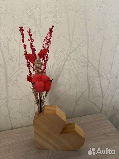 Готовый Подарок - ваза сердце с сухоцветами