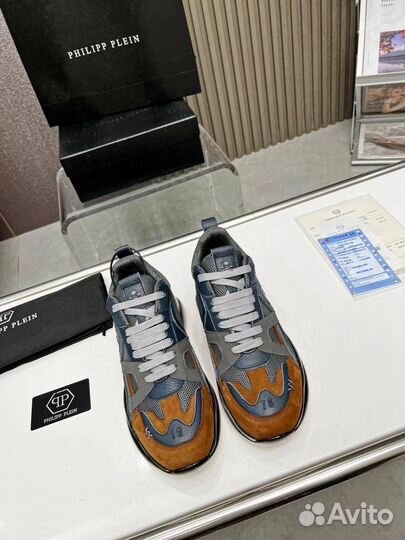 Кроссовки Philipp Plein натуральная кожа серые