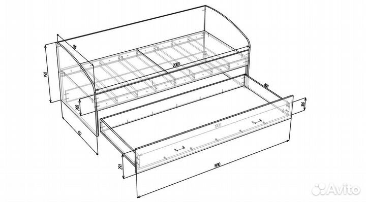 Выкатная выдвижная кровать. Новая. Любые цвета