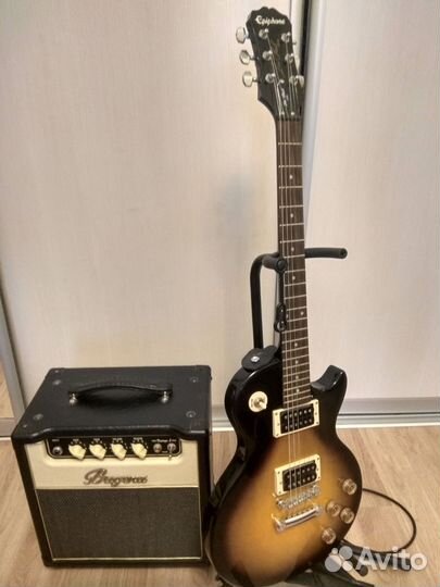 Гитара epiphone lp 100 + комбик bugera v5
