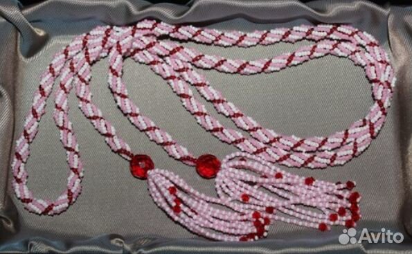 Лариат-Колье-Жгут-Пояс бисер на кистях с бусинками