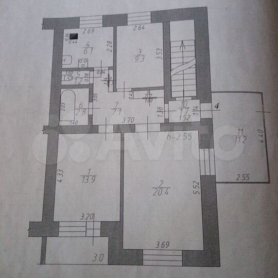 3-к. квартира, 61,8 м², 1/2 эт.
