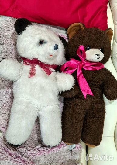 Вышлю2шт Плюшевые медведи 62см72см СССР 82,88г