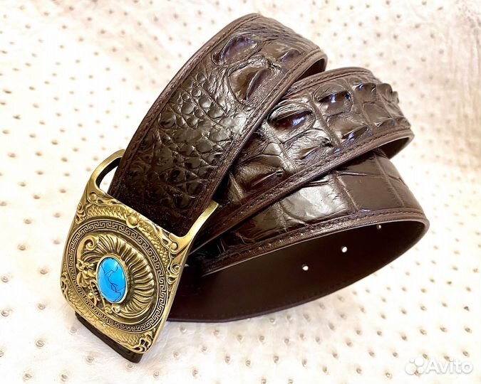 Ремень мужской натуральная кожа крокодила, 120 см