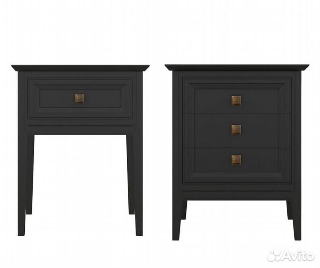 Прикроватная тумбочка массив черная эмаль Тесоро