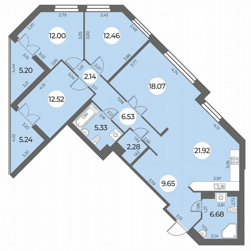 4-к. квартира, 114 м², 8/24 эт.