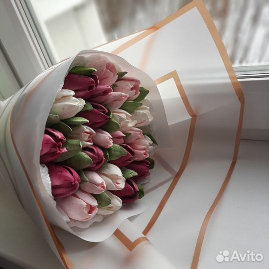 Съедобный букет из зефирных тюльпанов