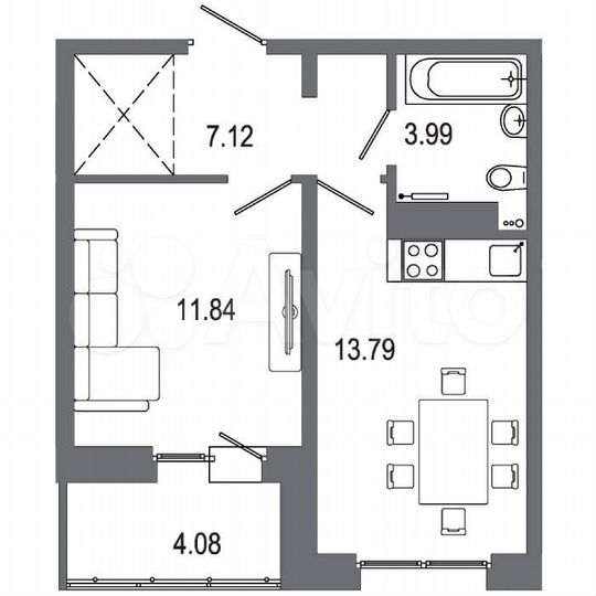1-к. квартира, 40,6 м², 3/16 эт.