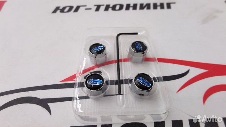 Колпачки на ниппель Ford хром с защитой от кражи
