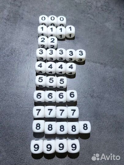 Силиконовые цифры, грызунки, бусины