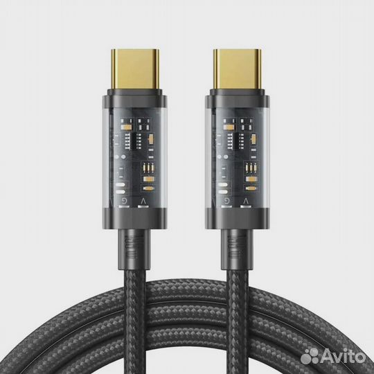 Шнур Type-C - Type-C 1,2 м черный быстрая зарядка