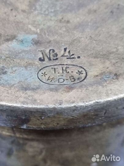 Старинная большая ступка С пестиком бронза