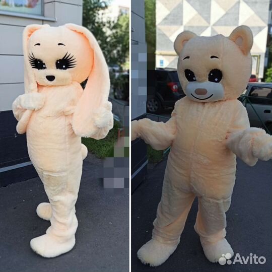 Ростовая кукла 2 в 1 Зайка + Мишка пушистые