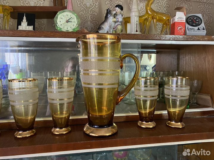 Графин с бокалами «Богемия» СССР 6 штук