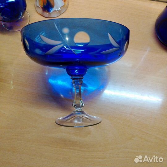 Ваза хрустальная СССР синяя