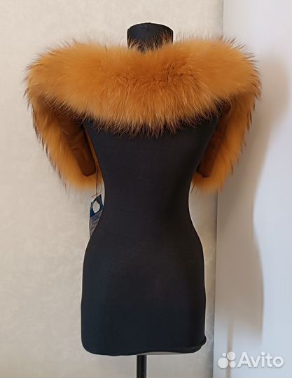 Воротник опушка рыжий натуральный мех енота