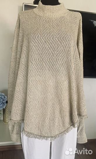 Пончо женское 100% лен бежевое