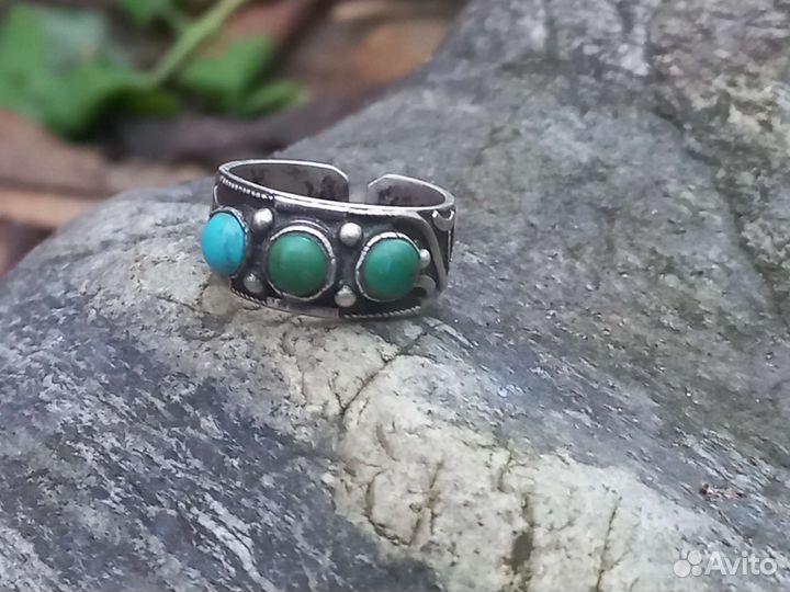 Кольцо серебро, натуральная бирюза, винтаж