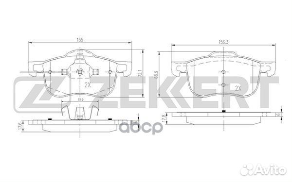 Колодки торм. диск. передн. Volvo S60 00- S70