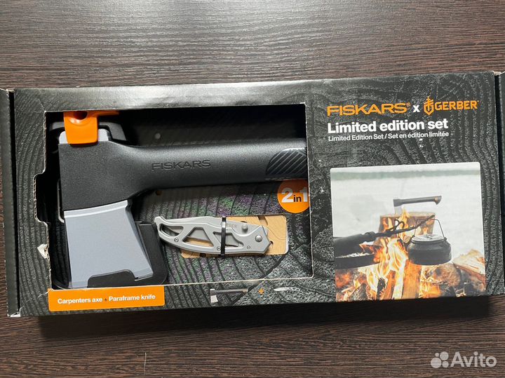 Набор топор Fiskars+нож Gerber