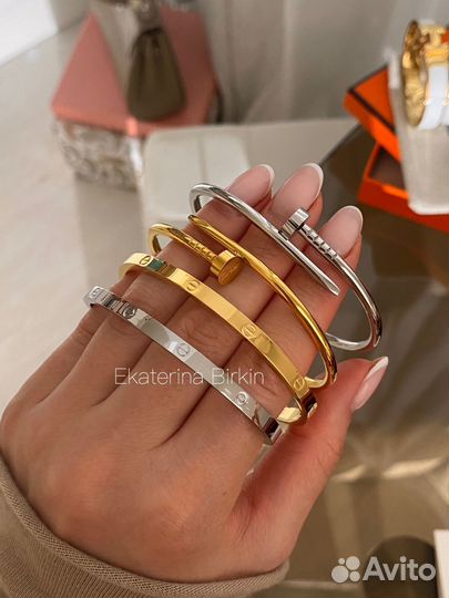 Браслет тонкий Cartier love без отвертки сталь