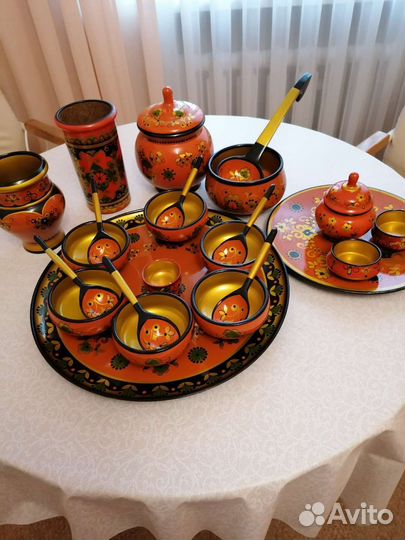 Набор деревянной посуды хохлома