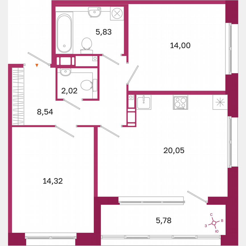 2-к. квартира, 67,7 м², 10/10 эт.