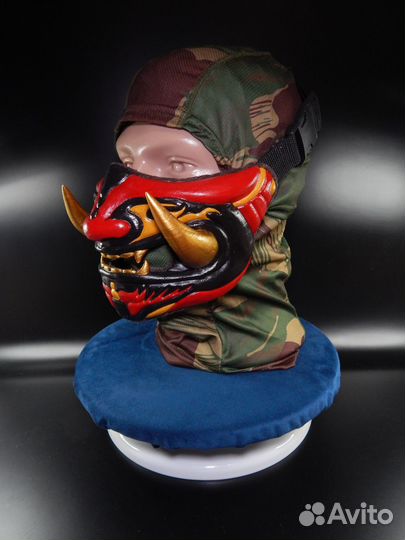 Демон Они Маска Самурайская Красная Огонь