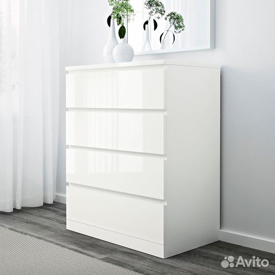 Malm IKEA 504.240.54 Комод 4 ящ. 80x100 см. Белый