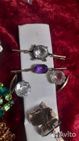 Заколка серебряные ссср.горный хрусталь.875проба