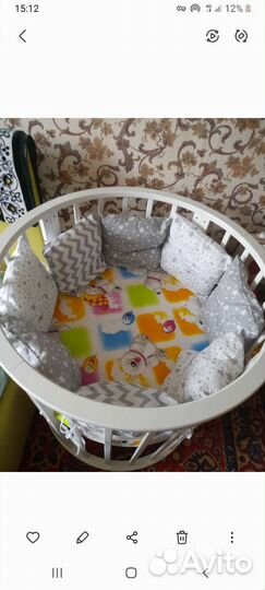 Кроватка овальная 10 в 1 с маятником