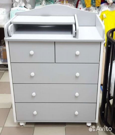 Комод пеленальный серый/белый