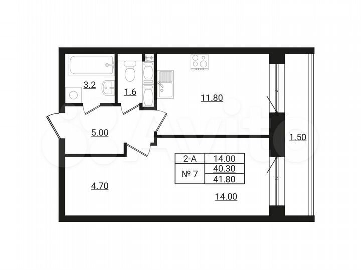 1-к. квартира, 41,8 м², 4/9 эт.