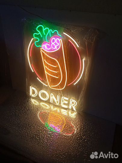 Готовая неоновая вывеска донер