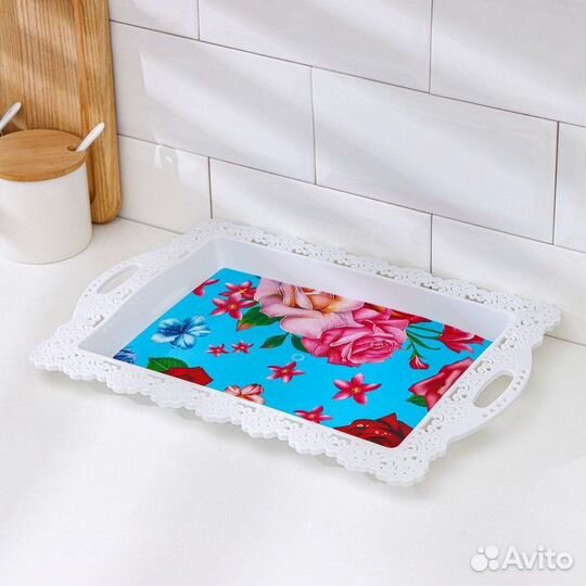 Поднос пластиковый «Ажурная кайма», 3524 см, рисун