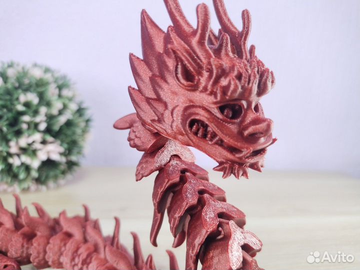 Подвижный Императорский красный Дракон длина 50 см